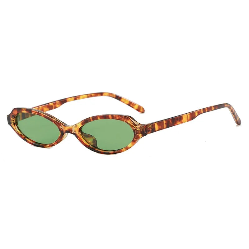 New Small Cat Eye Woman Sunglasses UV400 Fashion Green Oval Lens Men Punk Sun Glasses Women Gafas De Sol Mujer