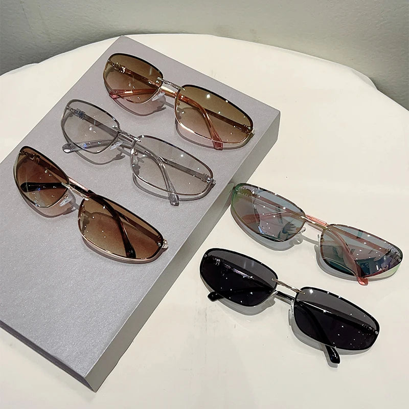 Rimless Sunglasses Women 2025 New in Stylish Outdoor Decor Shades Women Trendy Luxury Brand Designer Mirror Sun Glasses