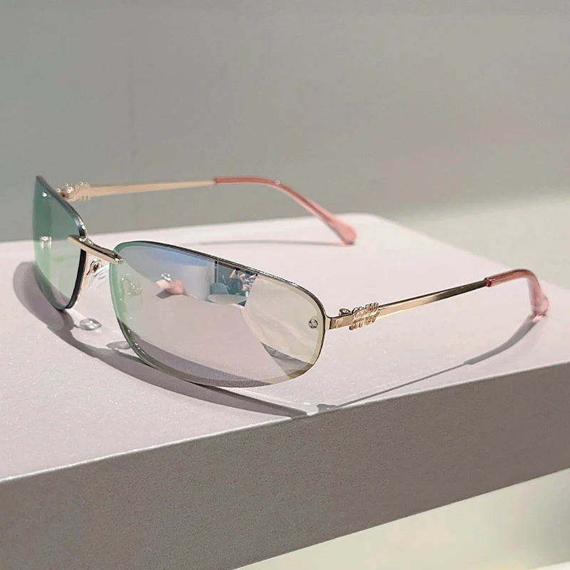 Rimless Sunglasses Women 2025 New in Stylish Outdoor Decor Shades Women Trendy Luxury Brand Designer Mirror Sun Glasses